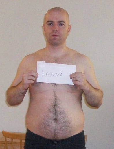A photo of a 5'8" man showing a snapshot of 198 pounds at a height of 5'8