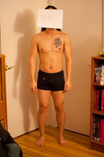 A picture of a 5'4" male showing a snapshot of 130 pounds at a height of 5'4
