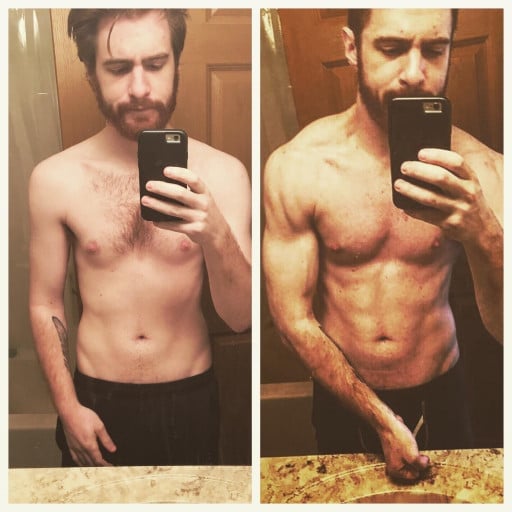 5 feet 10 Male 30 lbs Muscle Gain Before and After 140 lbs to 170 lbs