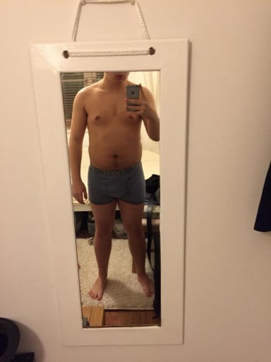 A progress pic of a 5'9" man showing a weight loss from 210 pounds to 185 pounds. A total loss of 25 pounds.