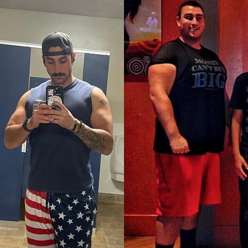 Before and After 171 lbs Weight Loss 6'5 Male 403 lbs to 232 lbs