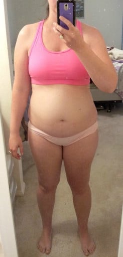 A picture of a 5'8" female showing a snapshot of 180 pounds at a height of 5'8