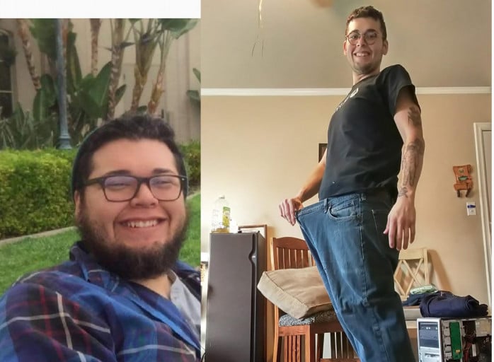A picture of a 6'0" male showing a weight loss from 400 pounds to 190 pounds. A net loss of 210 pounds.