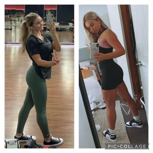 Progress Pics of 15 lbs Weight Gain 5 foot 6 Female 110 lbs to 125 lbs