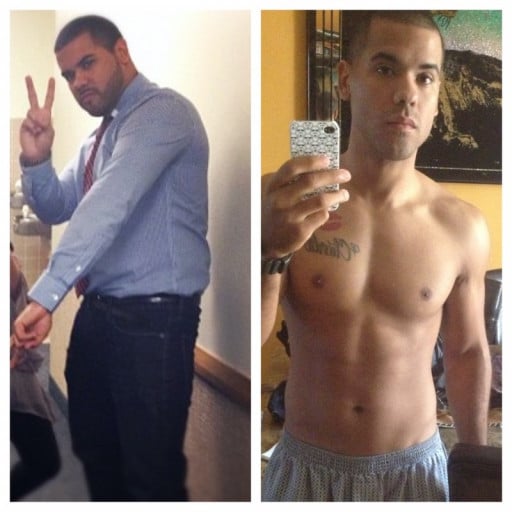 A photo of a 5'9" man showing a weight cut from 190 pounds to 160 pounds. A respectable loss of 30 pounds.