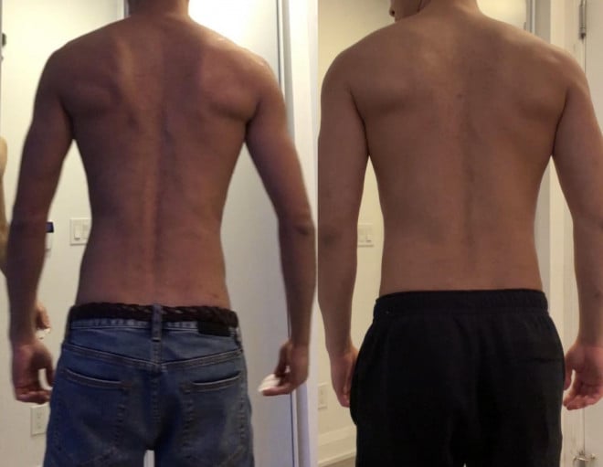 5 foot 9 Male 23 lbs Muscle Gain Before and After 125 lbs to 148 lbs
