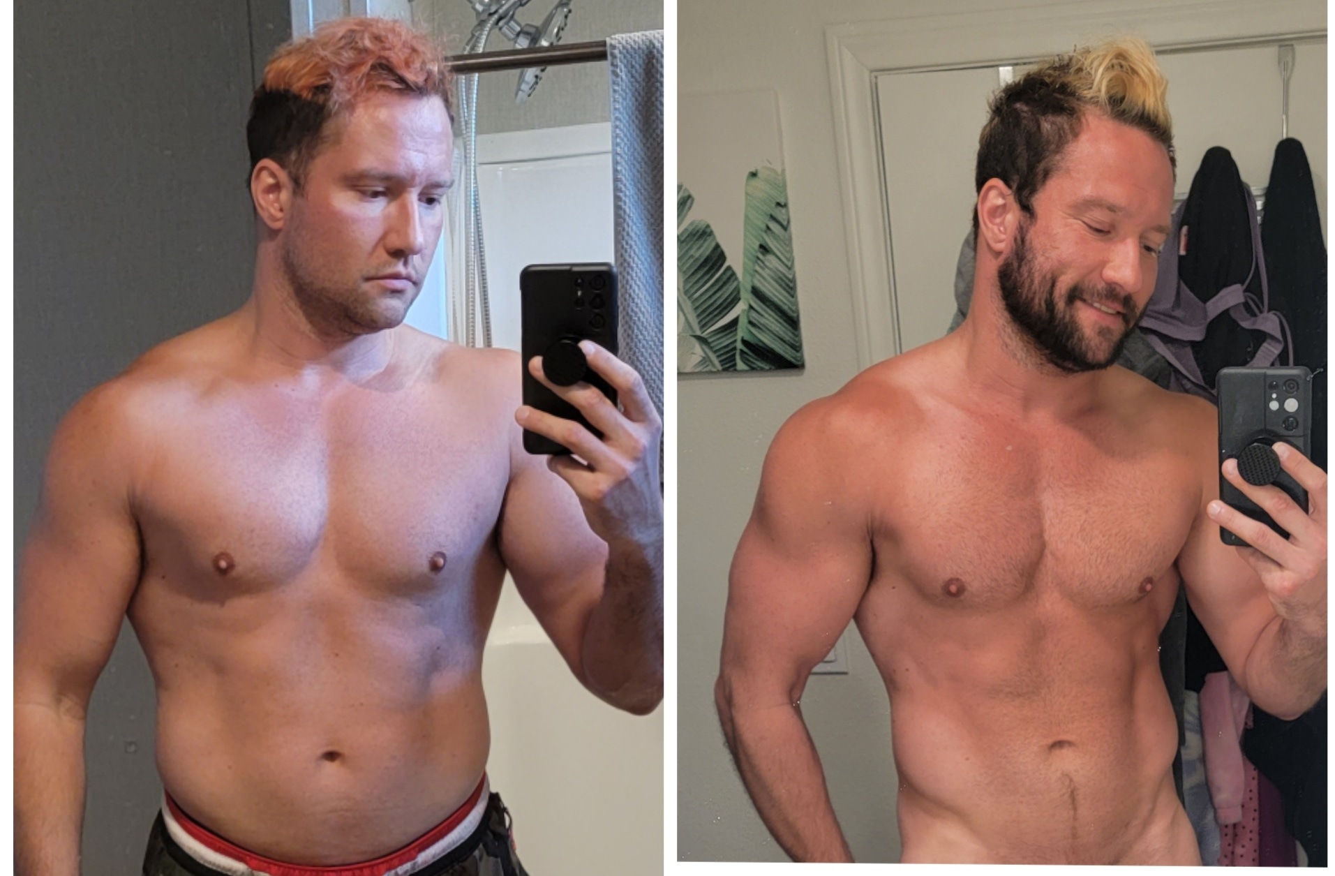 Before and After 24 lbs Fat Loss 6 foot 2 Male 250 lbs to 226 lbs