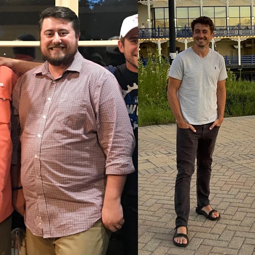 5 feet 10 Male 125 lbs Fat Loss Before and After 290 lbs to 165 lbs