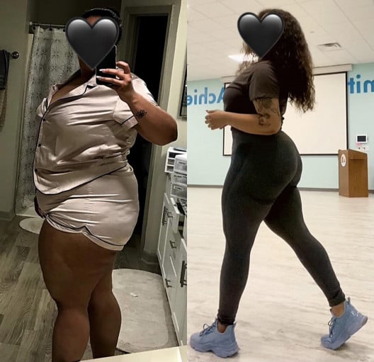 86 lbs Fat Loss Before and After 5 feet 5 Female 276 lbs to 190 lbs