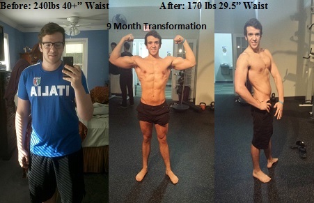 5 feet 9 Male Progress Pics of 70 lbs Fat Loss 240 lbs to 170 lbs
