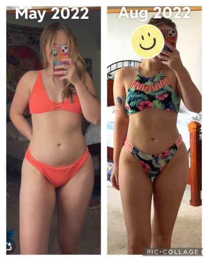 Progress Pics of 8 lbs Weight Gain 5 foot 4 Female 125 lbs to 133 lbs