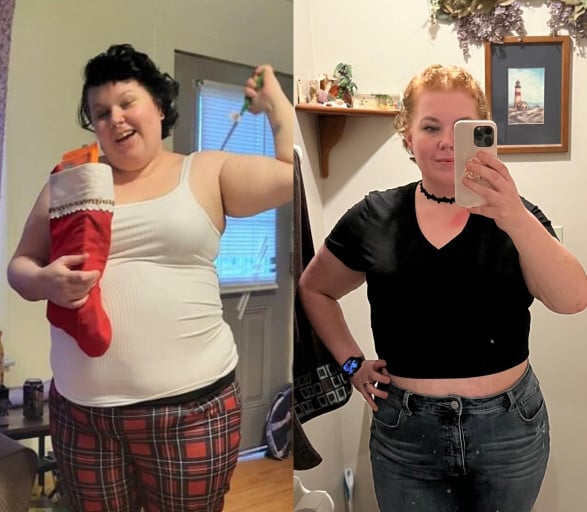 52 lbs Fat Loss Before and After 5 feet 3 Female 252 lbs to 200 lbs