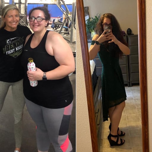 Before and After 117 lbs Weight Loss 5 feet 5 Female 273 lbs to 156 lbs
