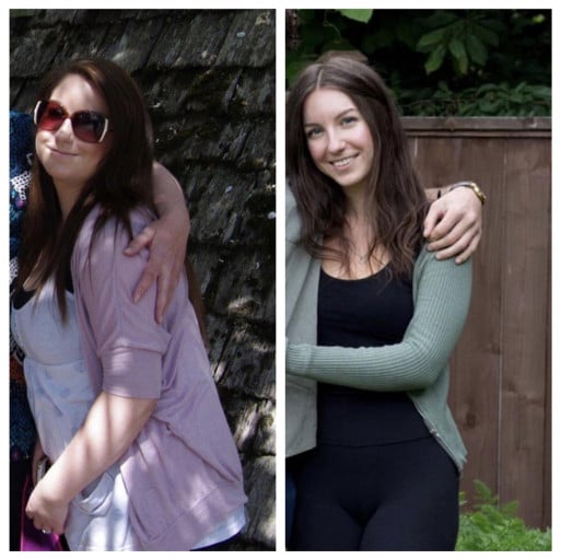 5'5 Female 60 lbs Fat Loss Before and After 190 lbs to 130 lbs
