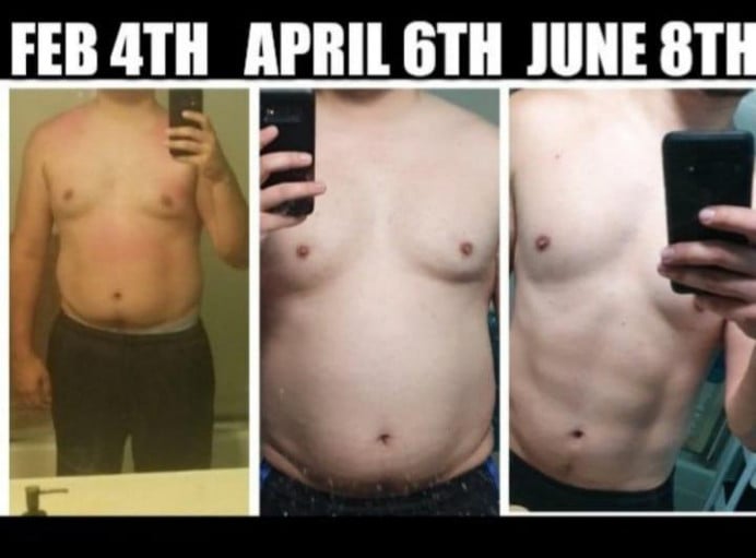 A before and after photo of a 5'10" male showing a weight reduction from 217 pounds to 190 pounds. A respectable loss of 27 pounds.