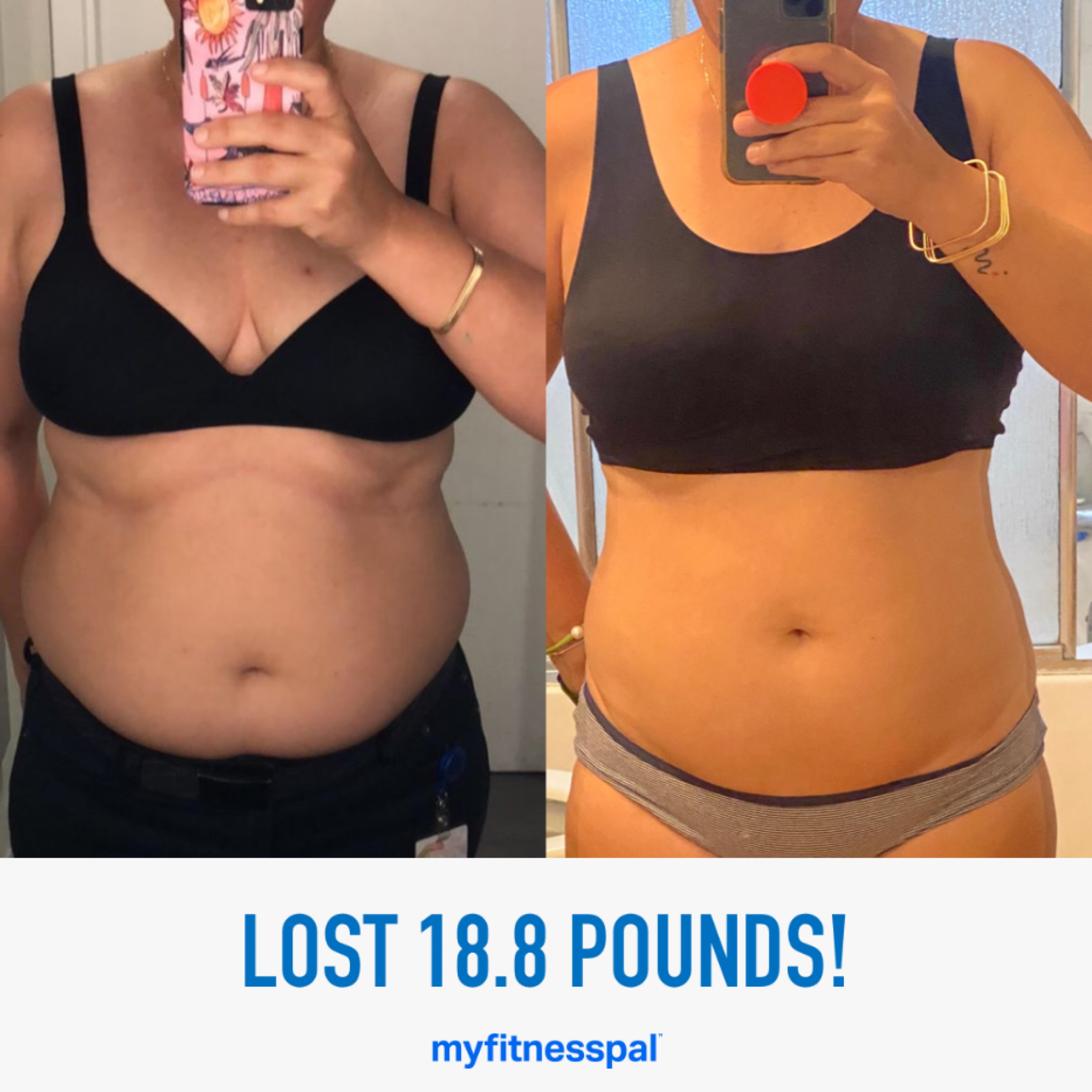 19 lbs Fat Loss Before and After 5 feet 5 Female 189 lbs to 170 lbs