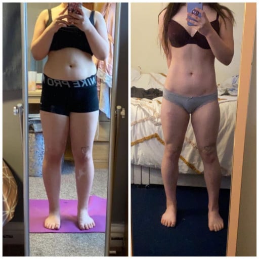 5 feet 1 Female Before and After 32 lbs Weight Loss 155 lbs to 123 lbs