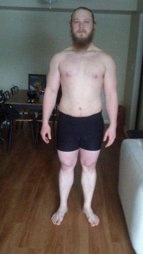 A photo of a 5'9" man showing a snapshot of 214 pounds at a height of 5'9