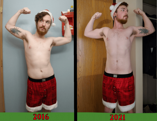A picture of a 5'9" male showing a weight loss from 170 pounds to 160 pounds. A total loss of 10 pounds.