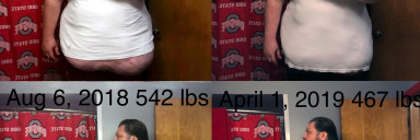 Progress Pics of 75 lbs Fat Loss 6'1 Male 542 lbs to 467 lbs