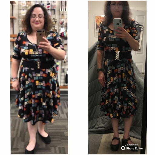 5'2 Female 76 lbs Fat Loss Before and After 210 lbs to 134 lbs