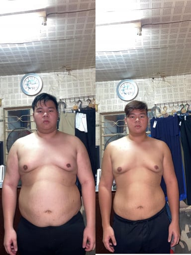 A picture of a 5'11" male showing a weight loss from 278 pounds to 228 pounds. A total loss of 50 pounds.