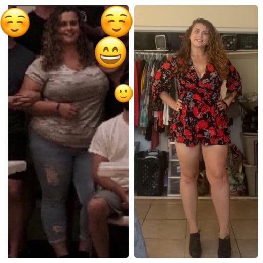 5'8 Female Before and After 90 lbs Weight Loss 296 lbs to 206 lbs