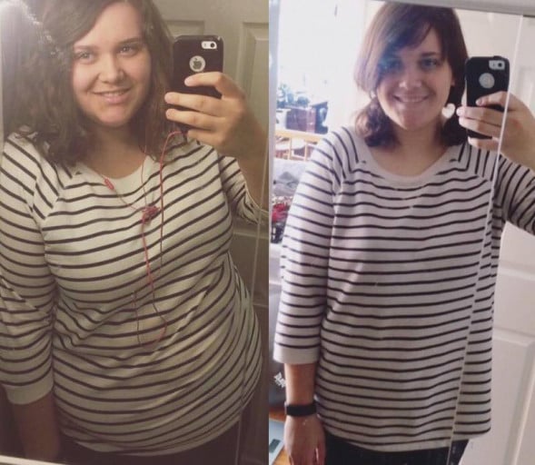 A progress pic of a 5'9" woman showing a fat loss from 312 pounds to 234 pounds. A total loss of 78 pounds.