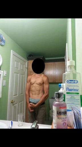A before and after photo of a 6'0" male showing a weight gain from 153 pounds to 178 pounds. A net gain of 25 pounds.