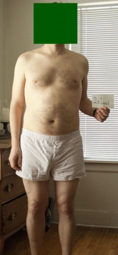 A before and after photo of a 6'0" male showing a snapshot of 205 pounds at a height of 6'0