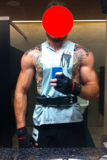 A picture of a 6'0" male showing a muscle gain from 155 pounds to 190 pounds. A total gain of 35 pounds.