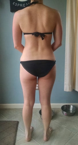 A progress pic of a 5'5" woman showing a snapshot of 126 pounds at a height of 5'5