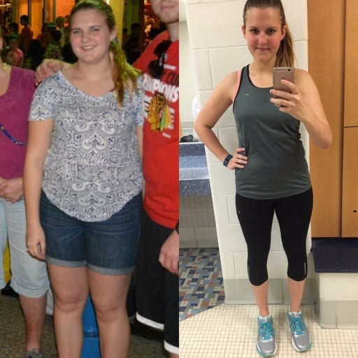 A before and after photo of a 5'10" female showing a weight reduction from 200 pounds to 160 pounds. A respectable loss of 40 pounds.