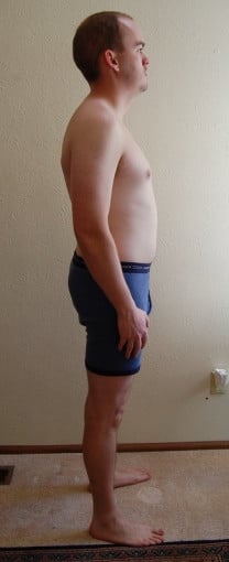 A before and after photo of a 6'0" male showing a snapshot of 185 pounds at a height of 6'0