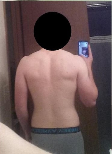 A progress pic of a 5'10" man showing a snapshot of 165 pounds at a height of 5'10