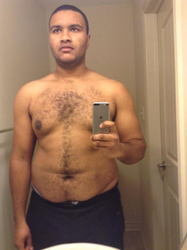 A picture of a 6'2" male showing a fat loss from 260 pounds to 205 pounds. A net loss of 55 pounds.