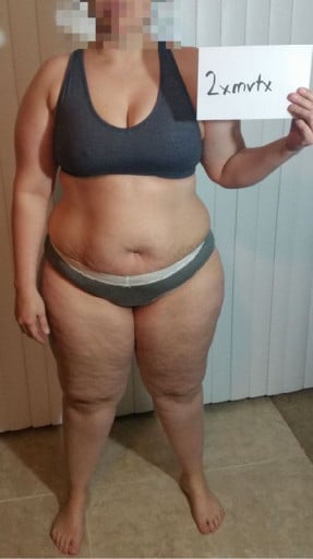 A picture of a 5'7" female showing a snapshot of 248 pounds at a height of 5'7