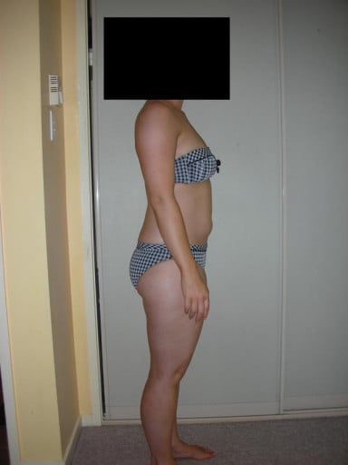 A picture of a 5'4" female showing a snapshot of 149 pounds at a height of 5'4