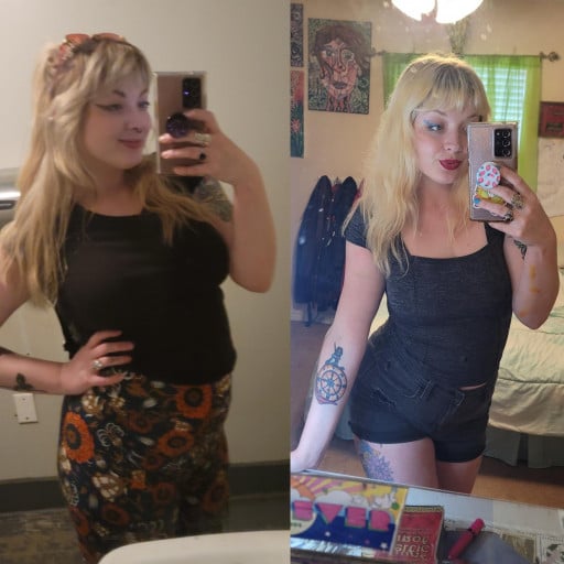 5 feet 8 Female Before and After 25 lbs Fat Loss 188 lbs to 163 lbs