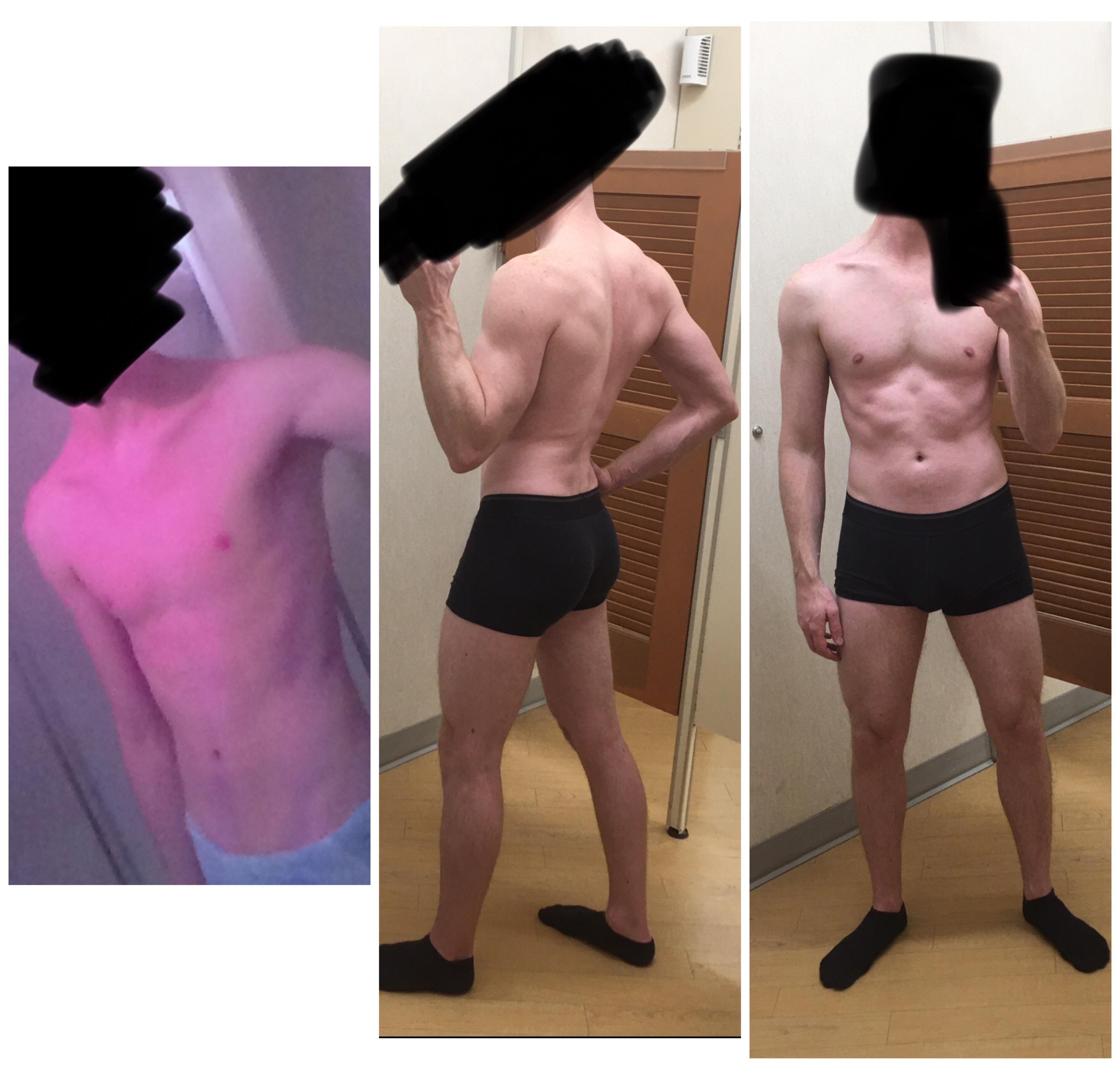 6 foot 2 Male Before and After 30 lbs Weight Gain 155 lbs to 185 lbs