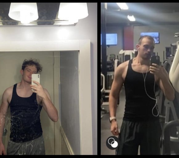 Progress Pics of 23 lbs Weight Gain 5 feet 11 Male 145 lbs to 168 lbs