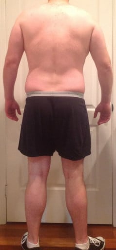 A before and after photo of a 6'0" male showing a snapshot of 229 pounds at a height of 6'0