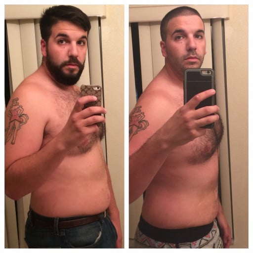 A picture of a 6'1" male showing a weight loss from 257 pounds to 216 pounds. A respectable loss of 41 pounds.