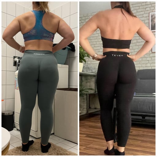 22 lbs Weight Loss Before and After 5 foot 2 Female 163 lbs to 141 lbs