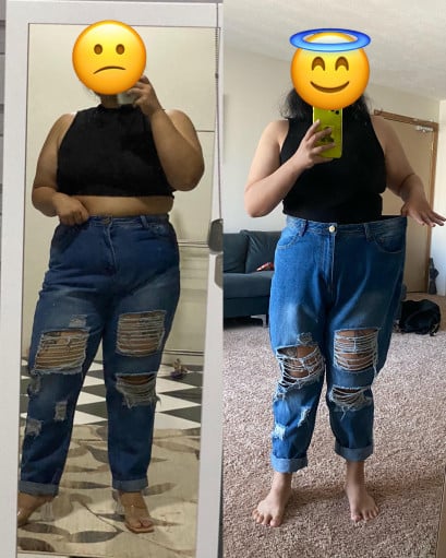 47 lbs Weight Loss Before and After 5 feet 2 Female 214 lbs to 167 lbs