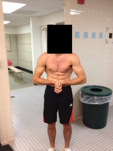 A before and after photo of a 5'11" male showing a weight bulk from 148 pounds to 167 pounds. A net gain of 19 pounds.