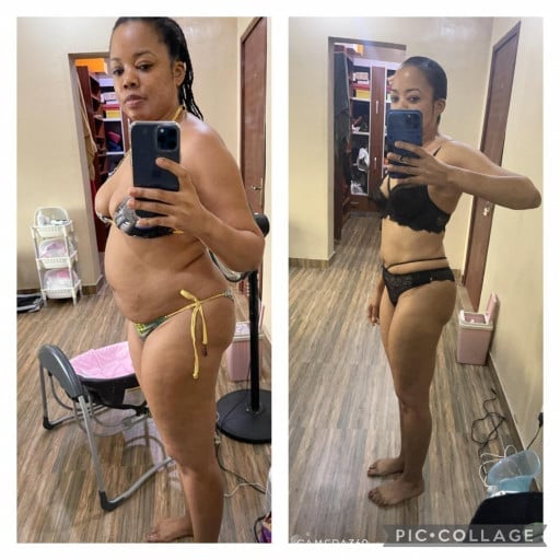 37 lbs Fat Loss Before and After 5'3 Female 162 lbs to 125 lbs