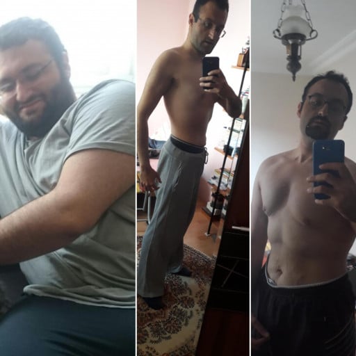 Before and After 114 lbs Fat Loss 6 foot 3 Male 343 lbs to 229 lbs