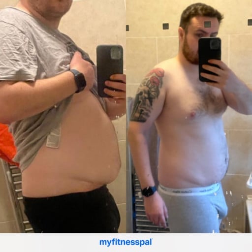 A photo of a 6'1" man showing a weight cut from 230 pounds to 225 pounds. A net loss of 5 pounds.