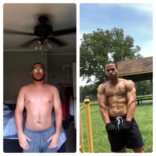 28 lbs Fat Loss Before and After 5'7 Male 183 lbs to 155 lbs